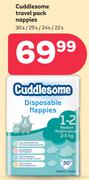 Cuddlesome Travel Pack Nappies-30's/25's/24's/22's