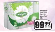 Twinsaver Toilet Rolls Twin Ply Value Pack-24's Per Pack 