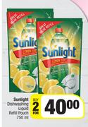 Sunlight Dishwashing Liquid Refill Pouch-For 2 x 750ml 