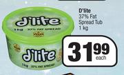 D'Lite 37% Fat Spread Tub-1kg Each 