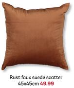 Rust Faux Suede Scatter 45 x 45cm