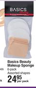 Basics Beauty Makeup Sponge 6 Pack Assorted Shapes-Per Pack