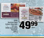 Spar Butcher's Best Grillers (Selected)-425g Or Spar Continetal Russians-450g Each