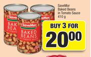 SaveMor Baked Beans In Tomato Sauce-3 x 410g