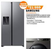 Samsung 617Ltr Bespoke AI Side By Side Auto Water & Ice Dispenser (NP) Silver RS70F65K2TFA