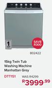Defy 15Kg Twin Tub Washing Machine Manhattan Grey DTT151 802422