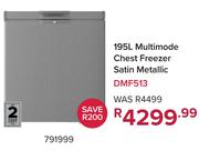 Defy 195L Multimode Chest Freezer Satin Metallic DMF513 791999