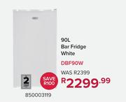 Defy 90L Bar Fridge White DBF90W 850003119