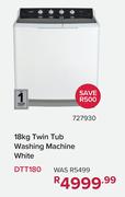 Defy 18Kg Twin Tub Washing Machine White DTT180 727930