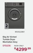 Defy 6Kg Air Vented Tumble Dryer Manhattan Grey DTD236 850022861