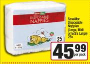 SaveMor Disposable Nappies(Large, Midi Or Extra Large)-25s Per Pack