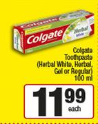 Colgate Toothhpaste(Herbal White, Herbal Gel Or Regular)-100ml Each