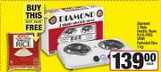 Diamond 2 Plate Electric Stove Plus Free SPAR Parboiled Rice-1Kg Each