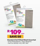 Little One Standard Cot Fitted Sheet Assorted-Each