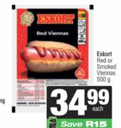 Eskort Red Or Smoked Viennas-500g Each