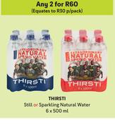 Thirsti Still Or Sparkling Natural Water-For Any 2 x 6 x 500ml