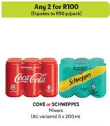 Coke Or Schweppes Mixers (All Variants)-For Any 2 x 6 x 200ml