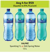 Valpre Sparkling 1L Or Still Spring Water 1.5L-For Any 4