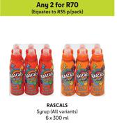 Rascals Syrup (All Variants)-For Any 2 x 6 x 300ml
