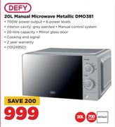 Defy 20L Manual Microwave Metallic DMO381