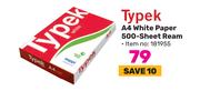 Typek A4 White Paper 500 Sheet Ream