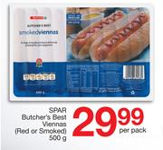 Spar Butcher's Best Viennas (Red Or Smoked)-500g Per Pack