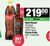 Red Heart Original Dark Rum 750ml & Coca Cola 1L-For Both