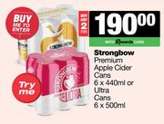 Strongbow Premium Apple Cider Cans 6 x 440ml Or Ultra Cans 6 x 500ml-For 2