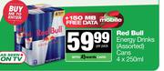 Red Bull Energy Drinks Cans-For 4 x 250ml