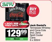 Jack Daniel's Tennessee Whisky & Coca Cola Spirit Cooler Cans-6 x 300ml