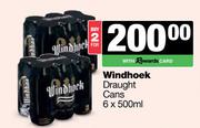 Windhoek Draught Cans-For 2 x 6 x 500ml
