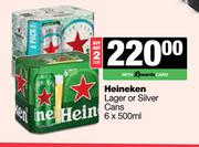 Heineken Lager Or Silver Cans-For 2 x 6 x 500ml