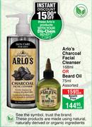 Arlo's Charcoal Facial Cleanser 168ml Or Beard Oil 75ml Assorted-Each