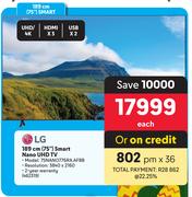 LG 75" (189cm) Smart Nano UHD TV 75NANO776RA.AFBB