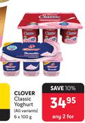 Clover Classic Yoghurt (All Variants)-For 2 x 6 x 100g
