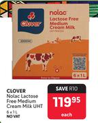 Clover Nolac Lactose Free Medium Cream Milk UHT-6 x 1L Each