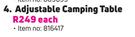 Campmaster Adjustable Camping Table-Each