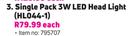 Camp Master Single Pack 3W LED Head Light HL044 1-Each