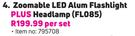 Camp Master Zoomable LED Alum Flashlight Plus Headlamp FL085-Per Set