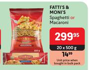 Fatti's & Moni's Spaghetti Or Macaroni-20 x 500g