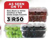 Red, Black Or White Seedless Or Red Globe Grape Punnets-For Any 3