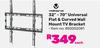 Volkano 32"-70" Universal Flat & Curved Wall Mount TV Bracket-Each
