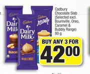 Cadbury Chocolate Slab (Selected Excl. Bournville, Oreo, Caramel & Bubbly Range)-For Any 3 x 80g