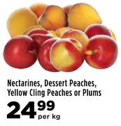 Nectarines, Dessert Peaches, Yellow Cling Peaches Or Plums-Per Kg
