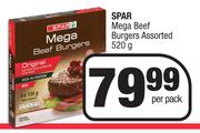 Spar Mega Beef Burgers Assorted-520g Per Pack