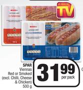  Spar Viennas Red Or Smoked (Excl. Chilli, Cheese & Chicken)-500g Per Pack