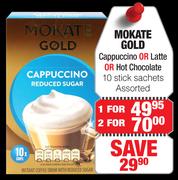 Mokate Gold Cappuccino Or Latte Or Hot Chocolate- For 1 x 10 Stick Sachets