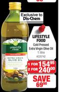 Lifestyle Food Cold Pressed Extra Virgin Olive Oil- For 1 x 1 Litre