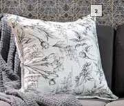 Line Leaves Scatter Cushion White 600mm x 600mm