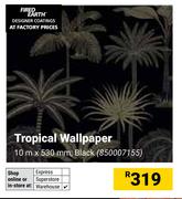 Tropical Wallpaper Black 10m x 530mm